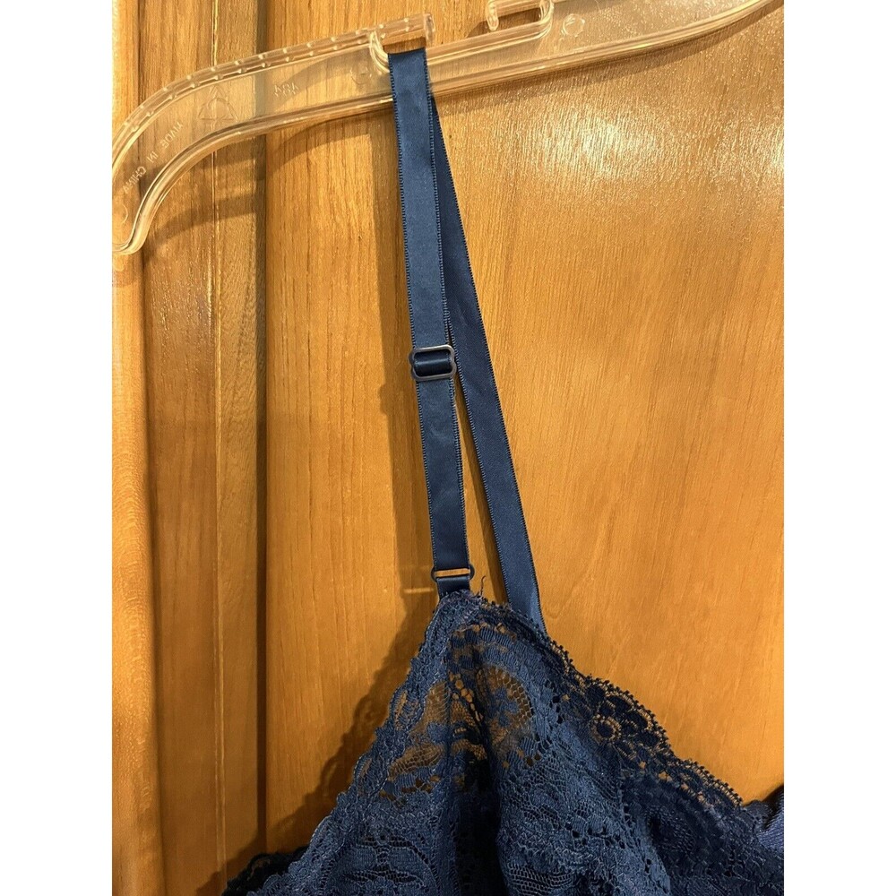 HOLLYWOOD VASSARETTE Vintage Slip Dress 36 Blue Lace Nylon Tricot Coquette - Picture 6 of 15